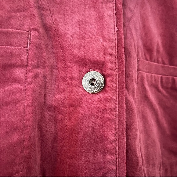 Vintage Norm Thompson Velour Button Up Jacket Purple Women’s‎ Large NWOT Pockets - Picture 3 of 12
